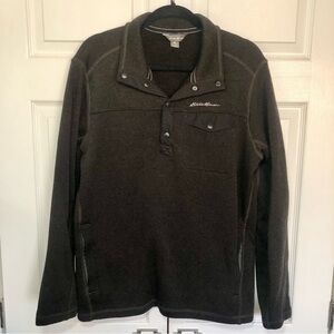 Eddie Bauer Men's Brown and Black 1/4 ZIP Pullover Sweater Size L